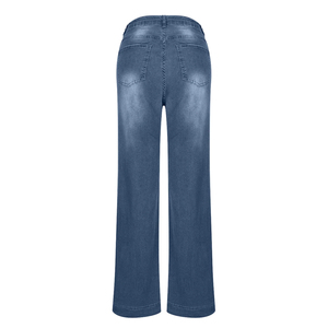 Pantalones Vaqueros Casuales de Pierna Recta y Corte Regular para Mujer, 100% Algodón, Cintura Media, Colores Personalizados, Diseño Nuevo con Lazos - Product Image 2