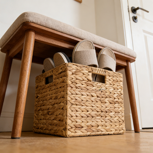 <b>Square</b> Woven Straw Storage <b>Baskets</b> 4-Pack Handmade Rustic Organizer for Living Room Neatening and Multipurpose Use - Product Image 4