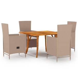 Set da pranzo da giardino beige in 5 pezzi - Product Image 1