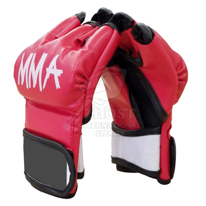 Guantes de Entrenamiento MMA ZHOST Rojos, Medios Dedos, Transpirables, de PU Ligero, Antideslizantes, con Correa Ajustable para la Muñeca y Cierre de Gancho y Bucle para Boxeo - Product Image 2