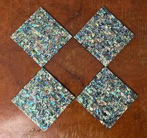 Square MOP Mother of Peals & Sea Shell Inlay Handmade Modern Design <b>Coaster</b> Set 10 CM Diameter - Product Image 4