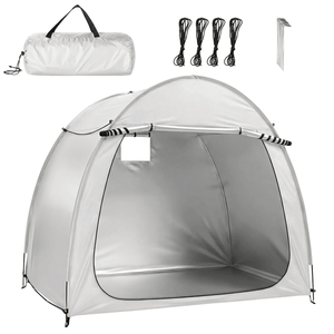 Light Gray 6.8x4.9FT Arched Bicycle <b>Storage</b> Shed 210D PU Silver Coated Oxford Black Fiberglass Rod Frame Front Side Dual <b>Camping</b> - Product Image 1