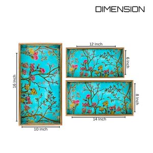 Top Leading Designed Serving Decor Rectangle Serving Trays with Simple Floral <b>Sticker</b> Design for Dinning Table Home and Office - Product Image 2
