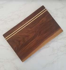 Planche à découper rectangulaire en bois de noyer à double rayure - 1,3 cm d'épaisseur - Planche de cuisine - Passe au lave-vaisselle et non toxique - Product Image 1