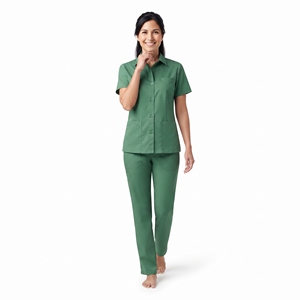 Blouse médicale pour femme à manches courtes, boutonnée sur le devant, avec poches, respirante, tenue de travail pour infirmière - Product Image 3