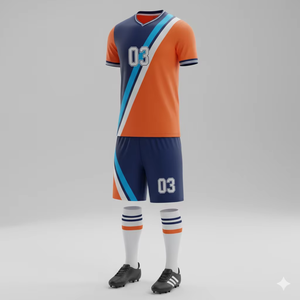 Conjunto de uniforme de fútbol transpirable para deportes, 100% poliéster, jersey y pantalones cortos personalizados, uniforme de fútbol, productos de alta calidad - Product Image 1