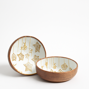 Bol de service décoratif en bois émaillé imprimé, édition Ramadan, en bois de manguier, pour Iftar et Suhoor - Product Image 6