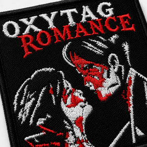 แพทช์ปักลาย Oxytag Romance รูปทรงสี่เหลี่ยม รีดติดผ้า ลายสีแดงขาว ราคาถูก รับผลิตตามแบบ OEM ราคาขายส่ง - Product Image 3