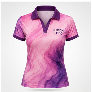 Custom <b>Pink</b> Purple Flowing Marble Swirl Print Womens <b>Polo</b> <b>Shirt</b> Quick Dry Breathable Short Sleeve Golf Team Uniform WPS-0810 - Product Image 3