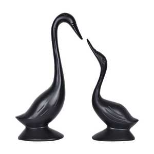 Ensemble de 2 figurines de cygne traditionnelles en aluminium, sculptées à la main, décor artistique pour table, salon, chambre à coucher - Product Image 3
