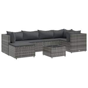 Ensemble de salon de patio en rotin gris de 7 pièces avec coussins Mobilier d'extérieur élégant - Product Image 2