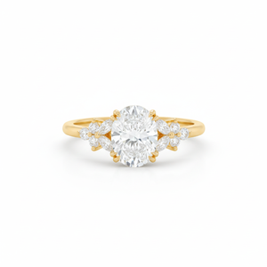 Wholesale Fine Ring Marquise Round Lab Grown Diamond Ring 14K 18K Solid Gold Vintage Engagement Ring Pave Set Bridal Jewelry - Product Image 3