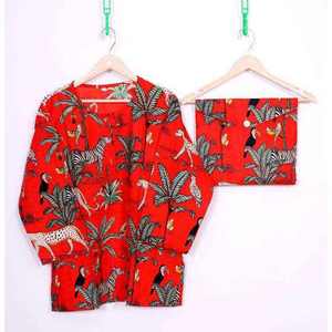 Conjunto de 2 Piezas para Mujer, Estampado a Mano, 100% Algodón Satinado, Transpirable, Cintura Elástica, Estilo Casual, Floral, Otoñal, 2026 - Product Image 3