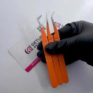 GETUP BROSONS IMPEX - Pestañas Postizas de Acero Inoxidable de Alta Calidad, Curvadas, con Recubrimiento de Polvo Naranja Antiestático, Duraderas, de 10 mm, Lisas/Serradas - Product Image 1