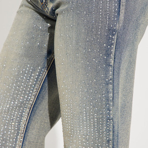 Casual Women's Full Length <b>Pants</b> High-Waisted Straight-Leg Denim Jeans With <b>Sequined</b> Dot Pattern Stonewashed Cotton Denim <b>Pants</b> - Product Image 3