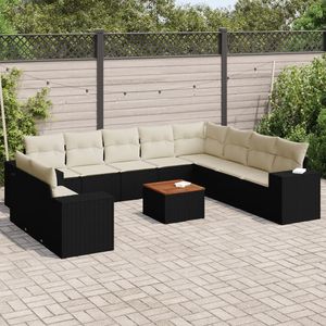 Conjunto de Sofás de Jardín de Mimbre Sintético Negro Resistente a los Rayos UV, Conjuntos de Jardín para Exteriores - Product Image 1