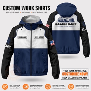 Chaqueta de Trabajo Unisex Personalizada, Manga Larga, Impermeable, Transpirable, Resistente al Viento, 180g Poliéster, Uniforme de Mecánico de Garaje, Transferencia Térmica - Product Image 3
