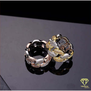 925 Sterling <b>Silver</b> Moissanite Diamond Interlocking Link <b>Ring</b> <b>Chunky</b> Statement Jewelry For Wholesale Fashion Buyers - Product Image 3