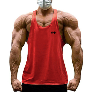 Men's <b>Yellow</b> O-Neck <b>Tank</b> <b>Top</b> Quick Dry Polyester Sporty Sleeveless Workout Singlet Front Barbell Print - Product Image 6