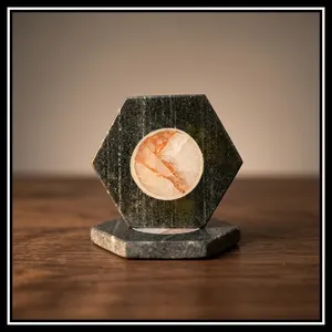 Natural Stone Marble Hexagon <b>Coaster</b> Set Handmade Decorative <b>Drink</b> <b>Coasters</b> for Coffee Table Home Dining Restaurant Bar Hotel - Product Image 2