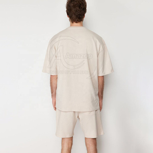 Unique Simple Style Breathable Cotton Made T-<b>Shirt</b> & <b>Shorts</b> <b>Set</b> Drawstring Wholesale <b>Men</b> Casual T-<b>Shirt</b> & <b>Shorts</b> <b>Set</b> - Product Image 3