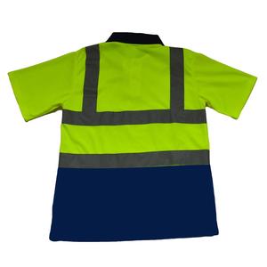 High Visibility Reflective Safety Polo Shirt <b>Men</b> Workwear Breathable Quick Dry Hi Vis Contrast Color Industrial <b>Work</b> Uniforms - Product Image 2