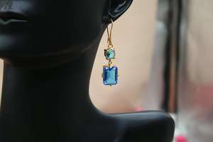 Pendientes de Topacio Azul y Zafiro Hechos a Mano, Plata de Ley 925, Chapados en Oro, Joyería Elegante, Regalo para Ella, Día de la Madre, Fiesta - Product Image 5