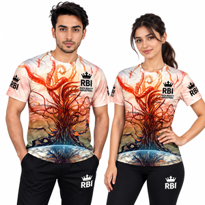 T-shirt court à col rond pour homme, 220 grammes, coupe ample, style sportif, en jersey teint en fil, imprimé numériquement, vierge, 100 % polyester, écologique - Product Image 5