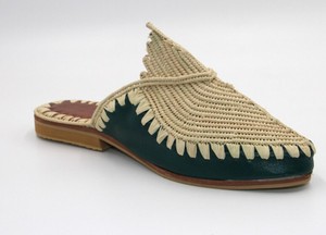 Pantoufles en raphia faites à la main, sandales marocaines vertes - Product Image 2