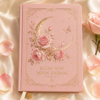 Carnet LABON personnalisé Rose Lune avec dorure or céleste, couverture rigide en PU, esthétique, à points, cadeau de luxe, vente en gros