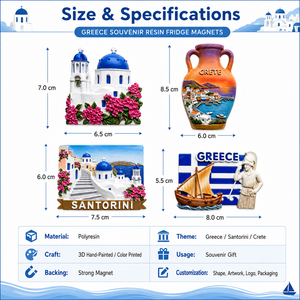 Aimant de réfrigérateur personnalisé en résine 3D, souvenir de <span class=keywords><strong>Santorin</strong></span>, Oia, Grèce, amphore en argile de Crète, aimants de voyage, autocollant pour réfrigérateur - Product Image 3