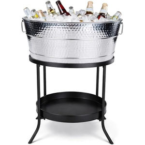 Ensemble de bacs à boissons ovales créatifs en acier inoxydable avec support et plateaux noirs, parfait pour les événements, la restauration et les bars à domicile, au prix d'usine - Product Image 3