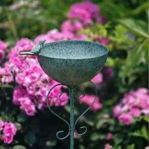 Bol à eau pour oiseaux en verre de 12 pouces, motif plume de paon, peint à la main, mangeoire et abreuvoir pour oiseaux sauvages, décoration de jardin extérieur - Product Image 4