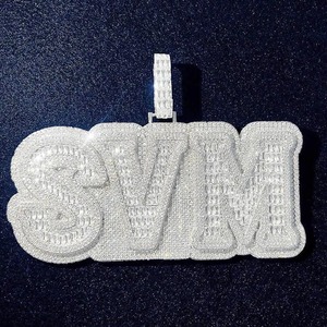 จี้เพชรโมอิสซาไนต์ VVS แบบ Iced Out ผ่านการทดสอบเพชร พร้อมจี้ตัวอักษรตามสั่ง เงินแท้ 925 สไตล์ฮิปฮอป จี้ตัวอักษรย่อ - Product Image 5