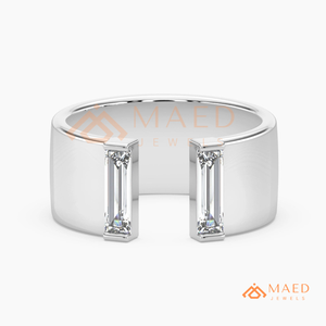 Anillo de lujo de plata de 18 quilates con diamantes flotantes en forma de onda |   Anillo minimalista de eternidad con canal curvo asimétrico y piedra flotante - Product Image 6