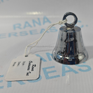 Cloche suspendue artisanale en laiton, finition argentée, cloche de temple en métal pour la décoration spirituelle de la maison, mur ou porte, cadeau - Product Image 3