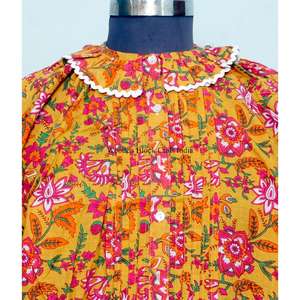 Blusa Floral Vintage Dulce de Estilo Coreano para Mujer, Prenda Exterior de Alta Calidad, Transpirable, 100% Algodón Ecológico, con Mangas Campana - Product Image 3