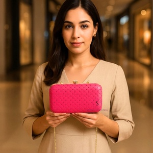 Bolso de mano con lentejuelas de color rosa fucsia, bolso de noche con correa de cadena desmontable para boda, Haldi, mehndi, regalo. - Product Image 4