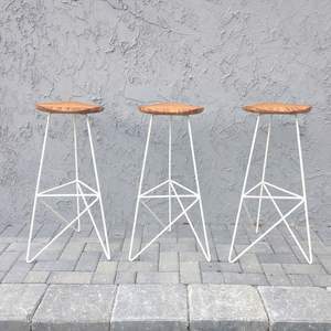Artisan Crafted Wooden Iron Stool Featuring <b>Rustic</b> Industrial Design For Modern <b>Home</b> Kitchen Bar Seating <b>Decor</b> - Product Image 1