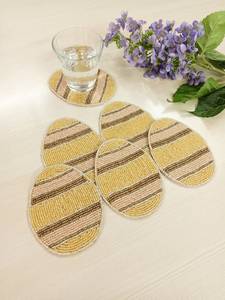 Oval Shaped Handmade Beaded Eco-Friendly Polyester/Cotton Easter Egg Coasters-Set of 6 - Product Image 4