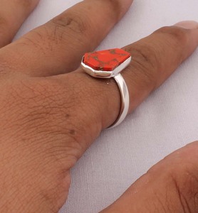 Natural Orange Copper <b>Turquoise</b> <b>Ring</b> 925 Sterling Silver Coffin Shape Gothic Jewelry Handcrafted Vintage Statement <b>Ring</b> - Product Image 5