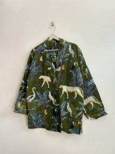 Robe kimono en coton imprimé jungle faite à la main style bohème pour femmes, kimono en velours - Product Image 4