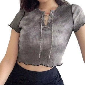 เสื้อผู้หญิงแบบเรียบง่าย ระบายอากาศได้ดี แฟชั่นลำลอง แขนสั้น ผ้าคุณภาพสูง ดีไซน์หวานๆ สำหรับผู้หญิง - Product Image 4