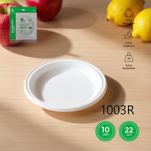 Assiette jetable 22 cm PLATO LLANO REDONDO BLANCO réutilisable 1003R - Product Image 2