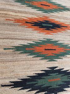 Alfombra de cáñamo y yute hecha a mano, moderna y duradera, con diseño geométrico étnico, ecológica, lavable, de pelo bajo y grosor delgado, tamaño personalizado. - Product Image 6