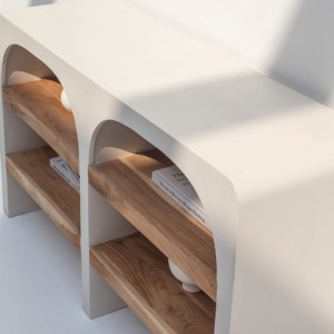 Console de présentation en bois Vandana Sierra Optima, mobilier d'appoint moderne minimaliste en bois massif - Product Image 4