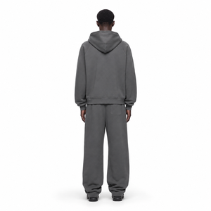 Custom Heavyweight Oversized Straight Leg <b>Zip</b> up <b>Hooded</b> Tracksuit Set OEM Supplier Custom Logo Polyester Hoodie Jogger Set - Product Image 3