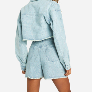 Shorts de Mezclilla Azules Lavados de Primera Calidad, Marca Privada para Mujer, Corte Ajustado, a la Moda, Precio Económico, Servicio OEM - Product Image 4