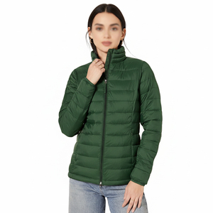 Women's Winter Knitted Puffer Jacket Waterproof Breathable Polyester Filled Embroidery Outdoor Coat Regular Length Stand Collar - Product Image 1