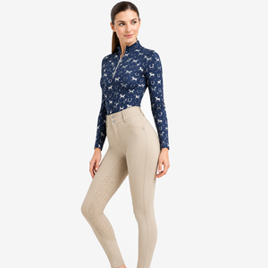 Fabricante de pantalones de equitación de cintura alta para mujer con agarre de silicona en todo el asiento |   Ropa Ecuestre Personalizada OEM - Product Image 3